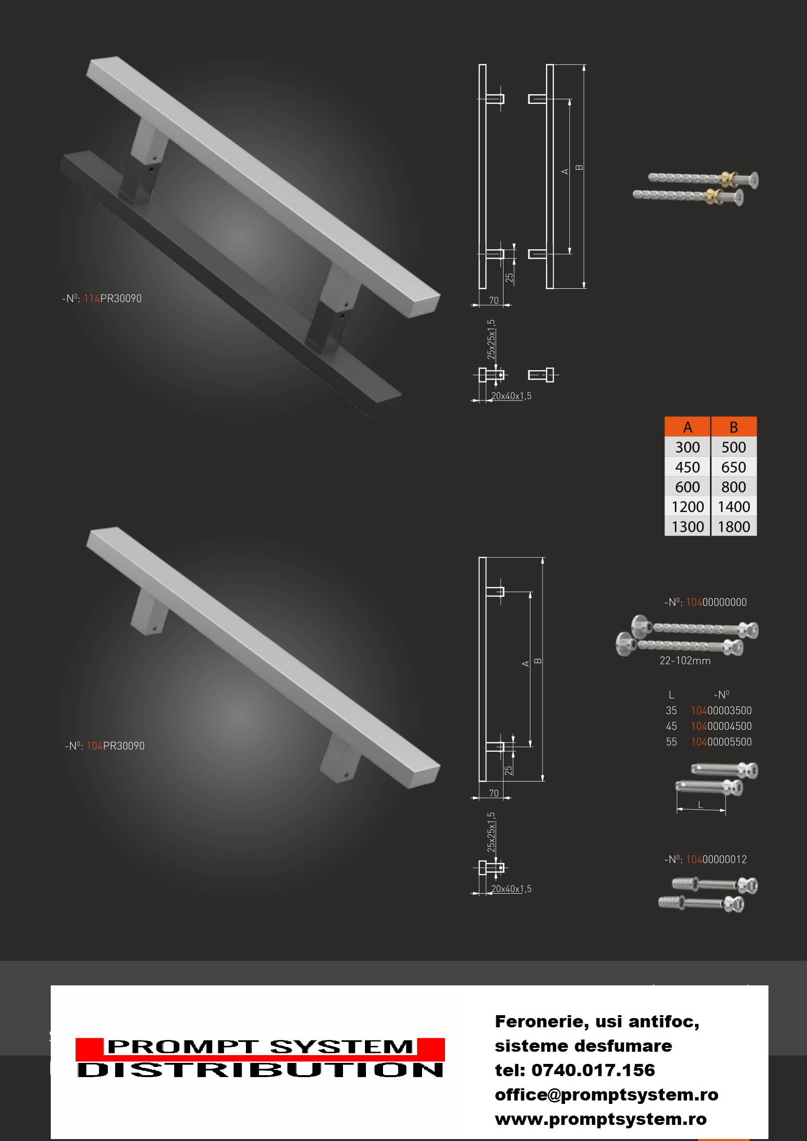 Maner tragator inox 20x40